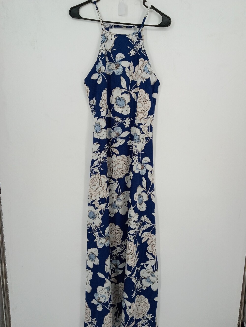 Navy Floral Halter Maxi Dress